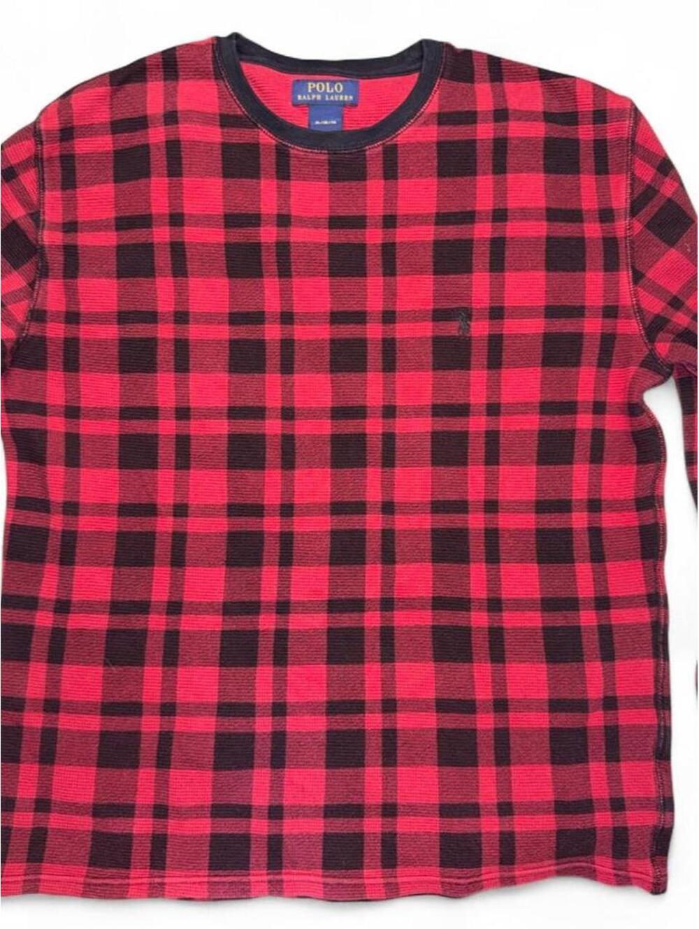 Polo Ralph Lauren Men's buffalo plaid waffle knit long sleeve shirt cotton layer